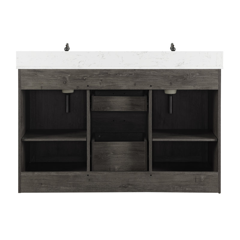 Sand & Stable Jillian 54'' Double Bathroom Vanity with Engineered Stone ...